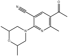 5-ACETYL-2-(2,6-DIMETHYLMORPHOLINO)-6-METHYLNICOTINONITRILE Struktur