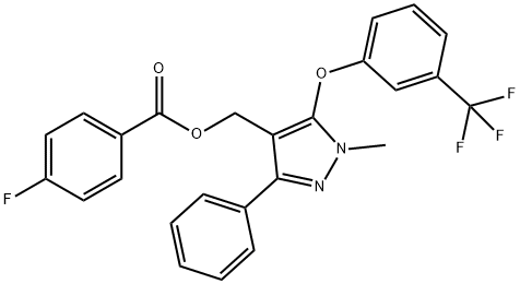 (1-METHYL-3-PHENYL-5-[3-(TRIFLUOROMETHYL)PHENOXY]-1H-PYRAZOL-4-YL)METHYL 4-FLUOROBENZENECARBOXYLATE Struktur