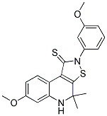 7-METHOXY-2-(3-METHOXYPHENYL)-4,4-DIMETHYL-4,5-DIHYDROISOTHIAZOLO[5,4-C]QUINOLINE-1(2H)-THIONE Struktur