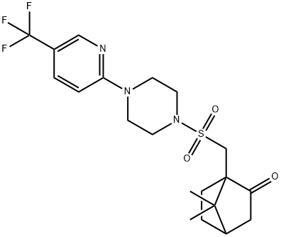 7,7-DIMETHYL-1-(((4-(5-(TRIFLUOROMETHYL)(2-PYRIDYL))PIPERAZINYL)SULFONYL)METHYL)BICYCLO[2.2.1]HEPTAN-2-ONE Struktur