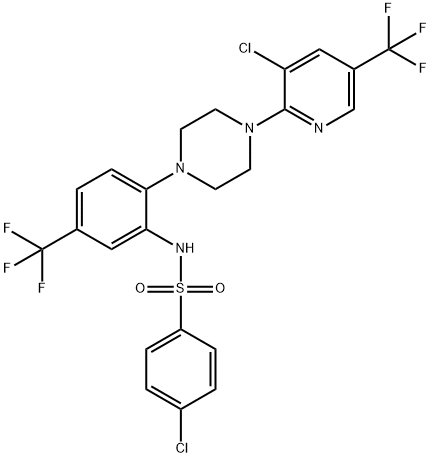 4-CHLORO-N-[2-(4-[3-CHLORO-5-(TRIFLUOROMETHYL)-2-PYRIDINYL]PIPERAZINO)-5-(TRIFLUOROMETHYL)PHENYL]BENZENESULFONAMIDE Struktur