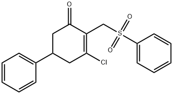 3-CHLORO-5-PHENYL-2-[(PHENYLSULFONYL)METHYL]-2-CYCLOHEXEN-1-ONE Struktur