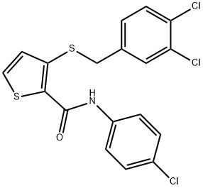 N-(4-CHLOROPHENYL)-3-[(3,4-DICHLOROBENZYL)SULFANYL]-2-THIOPHENECARBOXAMIDE Struktur