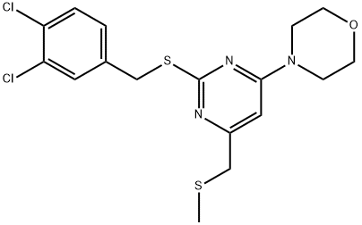 3,4-DICHLOROBENZYL 4-[(METHYLSULFANYL)METHYL]-6-MORPHOLINO-2-PYRIMIDINYL SULFIDE Struktur