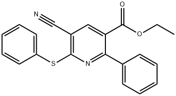 ETHYL 5-CYANO-2-PHENYL-6-(PHENYLSULFANYL)NICOTINATE Struktur