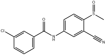 3-CHLORO-N-[3-CYANO-4-(METHYLSULFINYL)PHENYL]BENZENECARBOXAMIDE Struktur