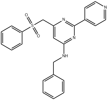 N-BENZYL-6-[(PHENYLSULFONYL)METHYL]-2-(4-PYRIDINYL)-4-PYRIMIDINAMINE Struktur