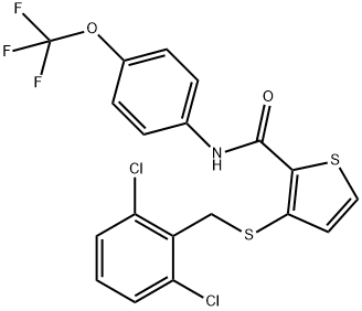 3-[(2,6-DICHLOROBENZYL)SULFANYL]-N-[4-(TRIFLUOROMETHOXY)PHENYL]-2-THIOPHENECARBOXAMIDE Struktur