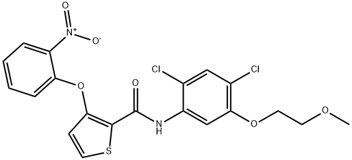 N-[2,4-DICHLORO-5-(2-METHOXYETHOXY)PHENYL]-3-(2-NITROPHENOXY)-2-THIOPHENECARBOXAMIDE Struktur