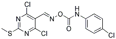 4,6-DICHLORO-5-[(([(4-CHLOROANILINO)CARBONYL]OXY)IMINO)METHYL]-2-(METHYLTHIO)PYRIMIDINE Struktur