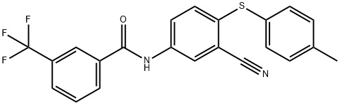 N-(3-CYANO-4-[(4-METHYLPHENYL)SULFANYL]PHENYL)-3-(TRIFLUOROMETHYL)BENZENECARBOXAMIDE Struktur