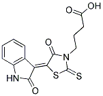 4-[(5Z)-4-OXO-5-(2-OXO-1,2-DIHYDRO-3H-INDOL-3-YLIDENE)-2-THIOXO-1,3-THIAZOLIDIN-3-YL]BUTANOIC ACID Struktur