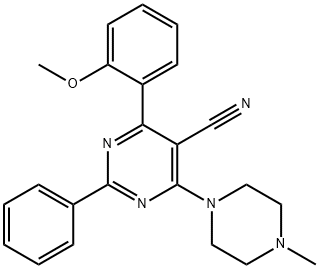 4-(2-METHOXYPHENYL)-6-(4-METHYLPIPERAZINO)-2-PHENYL-5-PYRIMIDINECARBONITRILE Struktur