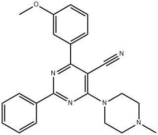 4-(3-METHOXYPHENYL)-6-(4-METHYLPIPERAZINO)-2-PHENYL-5-PYRIMIDINECARBONITRILE Struktur