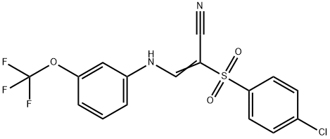 2-((4-CHLOROPHENYL)SULFONYL)-3-((3-(TRIFLUOROMETHOXY)PHENYL)AMINO)PROP-2-ENENITRILE Struktur