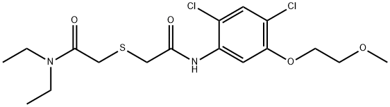 2-((2-[2,4-DICHLORO-5-(2-METHOXYETHOXY)ANILINO]-2-OXOETHYL)SULFANYL)-N,N-DIETHYLACETAMIDE Struktur