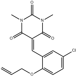 5-([2-(ALLYLOXY)-5-CHLOROPHENYL]METHYLENE)-1,3-DIMETHYL-2,4,6(1H,3H,5H)-PYRIMIDINETRIONE Struktur