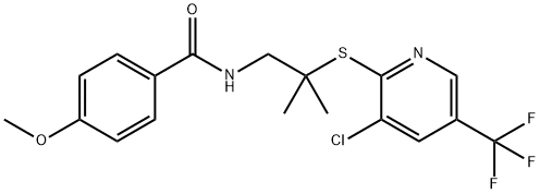 N-(2-([3-CHLORO-5-(TRIFLUOROMETHYL)-2-PYRIDINYL]SULFANYL)-2-METHYLPROPYL)-4-METHOXYBENZENECARBOXAMIDE Struktur