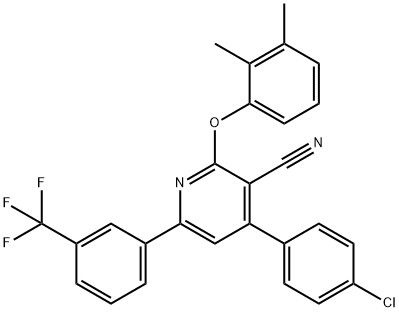 4-(4-CHLOROPHENYL)-2-(2,3-DIMETHYLPHENOXY)-6-[3-(TRIFLUOROMETHYL)PHENYL]NICOTINONITRILE Struktur