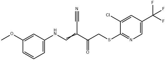 2-(2-([3-CHLORO-5-(TRIFLUOROMETHYL)-2-PYRIDINYL]SULFANYL)ACETYL)-3-(3-METHOXYANILINO)ACRYLONITRILE Struktur