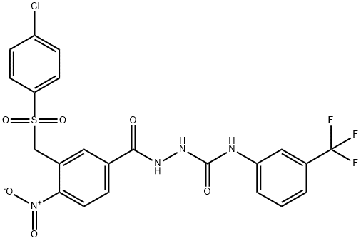 2-(3-([(4-CHLOROPHENYL)SULFONYL]METHYL)-4-NITROBENZOYL)-N-[3-(TRIFLUOROMETHYL)PHENYL]-1-HYDRAZINECARBOXAMIDE Struktur