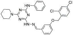 (E)-4-(2-(3-(2,4-DICHLOROBENZYLOXY)BENZYLIDENE)HYDRAZINYL)-N-PHENYL-6-(PIPERIDIN-1-YL)-1,3,5-TRIAZIN-2-AMINE Struktur