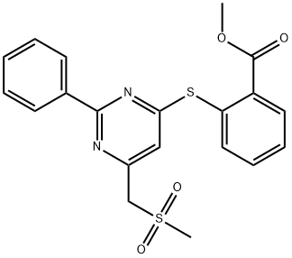 METHYL 2-((6-[(METHYLSULFONYL)METHYL]-2-PHENYL-4-PYRIMIDINYL)SULFANYL)BENZENECARBOXYLATE Struktur