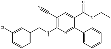 ETHYL 6-[(3-CHLOROBENZYL)AMINO]-5-CYANO-2-PHENYLNICOTINATE Struktur