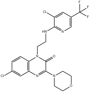 6-CHLORO-1-(2-([3-CHLORO-5-(TRIFLUOROMETHYL)-2-PYRIDINYL]AMINO)ETHYL)-3-MORPHOLINO-2(1H)-QUINOXALINONE Struktur