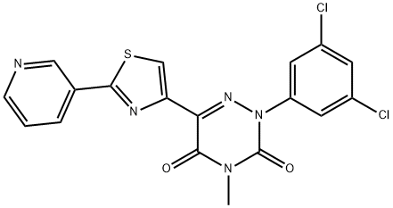 2-(3,5-DICHLOROPHENYL)-4-METHYL-6-[2-(3-PYRIDINYL)-1,3-THIAZOL-4-YL]-1,2,4-TRIAZINE-3,5(2H,4H)-DIONE Struktur