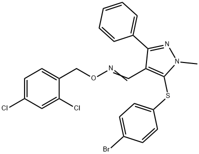 5-[(4-BROMOPHENYL)SULFANYL]-1-METHYL-3-PHENYL-1H-PYRAZOLE-4-CARBALDEHYDE O-(2,4-DICHLOROBENZYL)OXIME Struktur