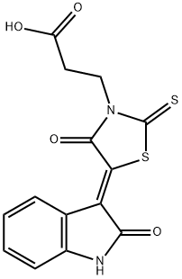 3-[(5Z)-4-OXO-5-(2-OXO-1,2-DIHYDRO-3H-INDOL-3-YLIDENE)-2-THIOXO-1,3-THIAZOLIDIN-3-YL]PROPANOIC ACID Struktur