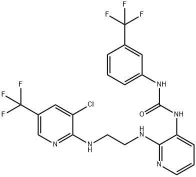 N-(2-[(2-([3-CHLORO-5-(TRIFLUOROMETHYL)-2-PYRIDINYL]AMINO)ETHYL)AMINO]-3-PYRIDINYL)-N'-[3-(TRIFLUOROMETHYL)PHENYL]UREA Struktur