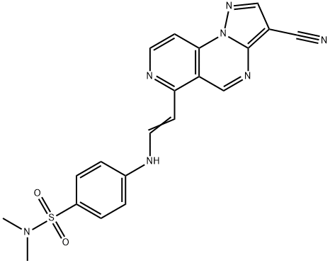 4-([2-(3-CYANOPYRAZOLO[1,5-A]PYRIDO[3,4-E]PYRIMIDIN-6-YL)VINYL]AMINO)-N,N-DIMETHYLBENZENESULFONAMIDE Struktur