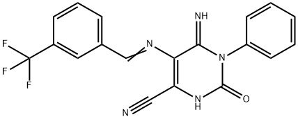 5-(1-AZA-2-(3-(TRIFLUOROMETHYL)PHENYL)VINYL)-4-IMINO-2-OXO-3-PHENYL-1H-1,3-DIAZINE-6-CARBONITRILE Struktur