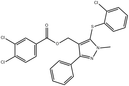 (5-[(2-CHLOROPHENYL)SULFANYL]-1-METHYL-3-PHENYL-1H-PYRAZOL-4-YL)METHYL 3,4-DICHLOROBENZENECARBOXYLATE Struktur