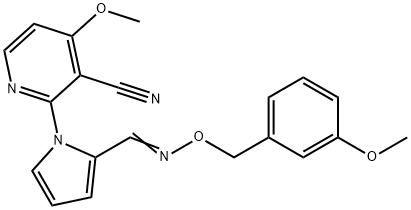 4-METHOXY-2-[2-(([(3-METHOXYBENZYL)OXY]IMINO)METHYL)-1H-PYRROL-1-YL]NICOTINONITRILE Struktur