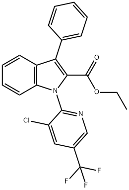 ETHYL 1-[3-CHLORO-5-(TRIFLUOROMETHYL)-2-PYRIDINYL]-3-PHENYL-1H-INDOLE-2-CARBOXYLATE Struktur