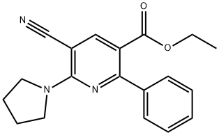 ETHYL 5-CYANO-2-PHENYL-6-(1-PYRROLIDINYL)NICOTINATE Struktur