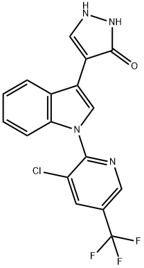 4-(1-[3-CHLORO-5-(TRIFLUOROMETHYL)-2-PYRIDINYL]-1H-INDOL-3-YL)-1,2-DIHYDRO-3H-PYRAZOL-3-ONE Struktur