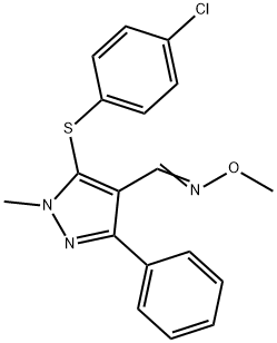 5-[(4-CHLOROPHENYL)SULFANYL]-1-METHYL-3-PHENYL-1H-PYRAZOLE-4-CARBALDEHYDE O-METHYLOXIME Struktur