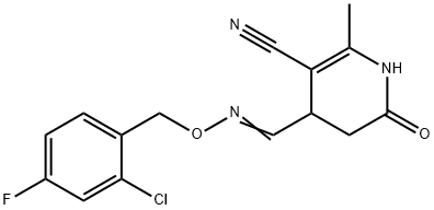 4-(([(2-CHLORO-4-FLUOROBENZYL)OXY]IMINO)METHYL)-2-METHYL-6-OXO-1,4,5,6-TETRAHYDRO-3-PYRIDINECARBONITRILE Struktur