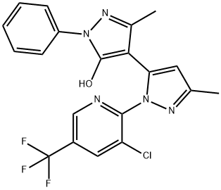 BI-5-(1-(3-CHLORO-5-(TRIFLUOROMETHYL)PYRID-2-YL)-3-METHYL-1H-PYRAZOLE)-4'-(1-PHENYL-1H-5-PYRAZOLOL) Struktur