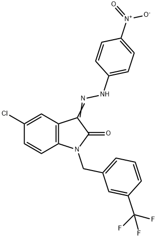 5-CHLORO-1-[3-(TRIFLUOROMETHYL)BENZYL]-1H-INDOLE-2,3-DIONE 3-[N-(4-NITROPHENYL)HYDRAZONE] Struktur