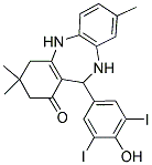 2,10-DIAZA-9-(4-HYDROXY-3,5-DIIODOPHENYL)-5,5,13-TRIMETHYLTRICYCLO[9.4.0.0(3,8)]PENTADECA-1(11),3(8),12,14-TETRAEN-7-ONE Struktur