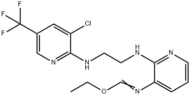 ETHYL N-(2-[(2-([3-CHLORO-5-(TRIFLUOROMETHYL)-2-PYRIDINYL]AMINO)ETHYL)AMINO]-3-PYRIDINYL)IMINOFORMATE Struktur