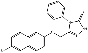 3-((6-BROMO(2-NAPHTHYLOXY))METHYL)-4-PHENYL-1,2,4-TRIAZOLINE-5-THIONE Struktur