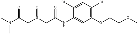 2-((2-[2,4-DICHLORO-5-(2-METHOXYETHOXY)ANILINO]-2-OXOETHYL)SULFINYL)-N,N-DIMETHYLACETAMIDE Struktur