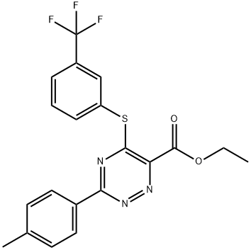 ETHYL 3-(4-METHYLPHENYL)-5-([3-(TRIFLUOROMETHYL)PHENYL]SULFANYL)-1,2,4-TRIAZINE-6-CARBOXYLATE Struktur