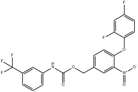 4-(2,4-DIFLUOROPHENOXY)-3-NITROBENZYL N-[3-(TRIFLUOROMETHYL)PHENYL]CARBAMATE Struktur